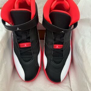 Jordan Jumpman Two Trey Kids Sneakers in Black, Red, and White